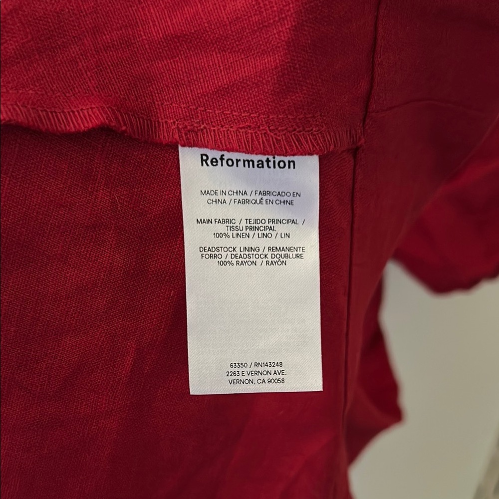 Reformation Marella Linen Dress Cherry - Picture 7 of 10